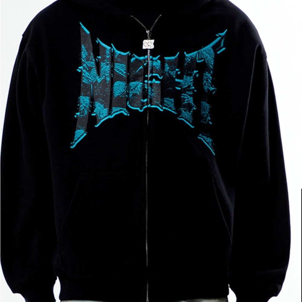 PacSun Black and Blue Graphic Jacket